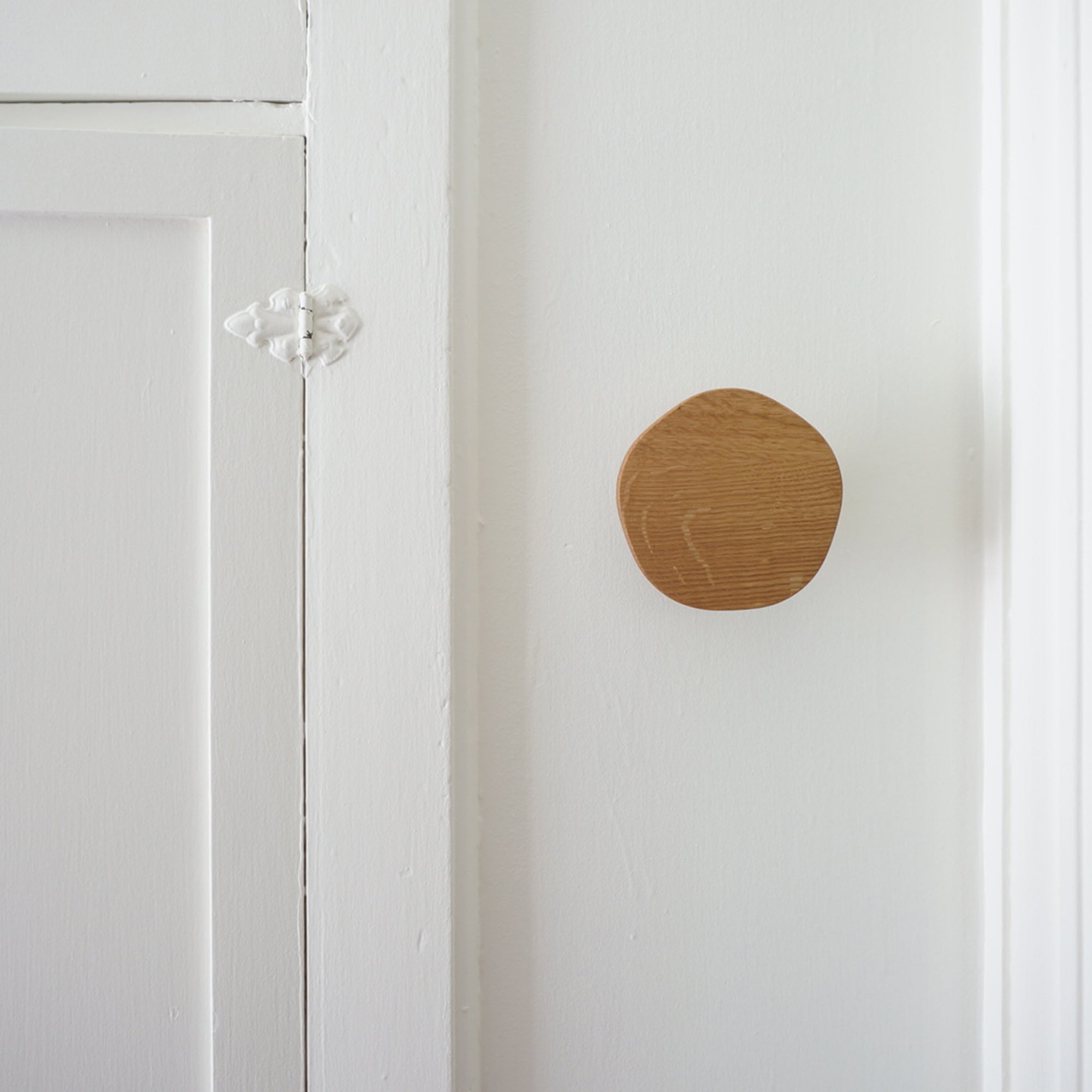 Pentagon wood wall hook in white oak