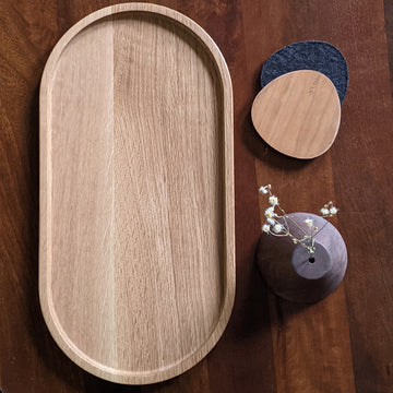 Large Solid Wood Serving Tray
